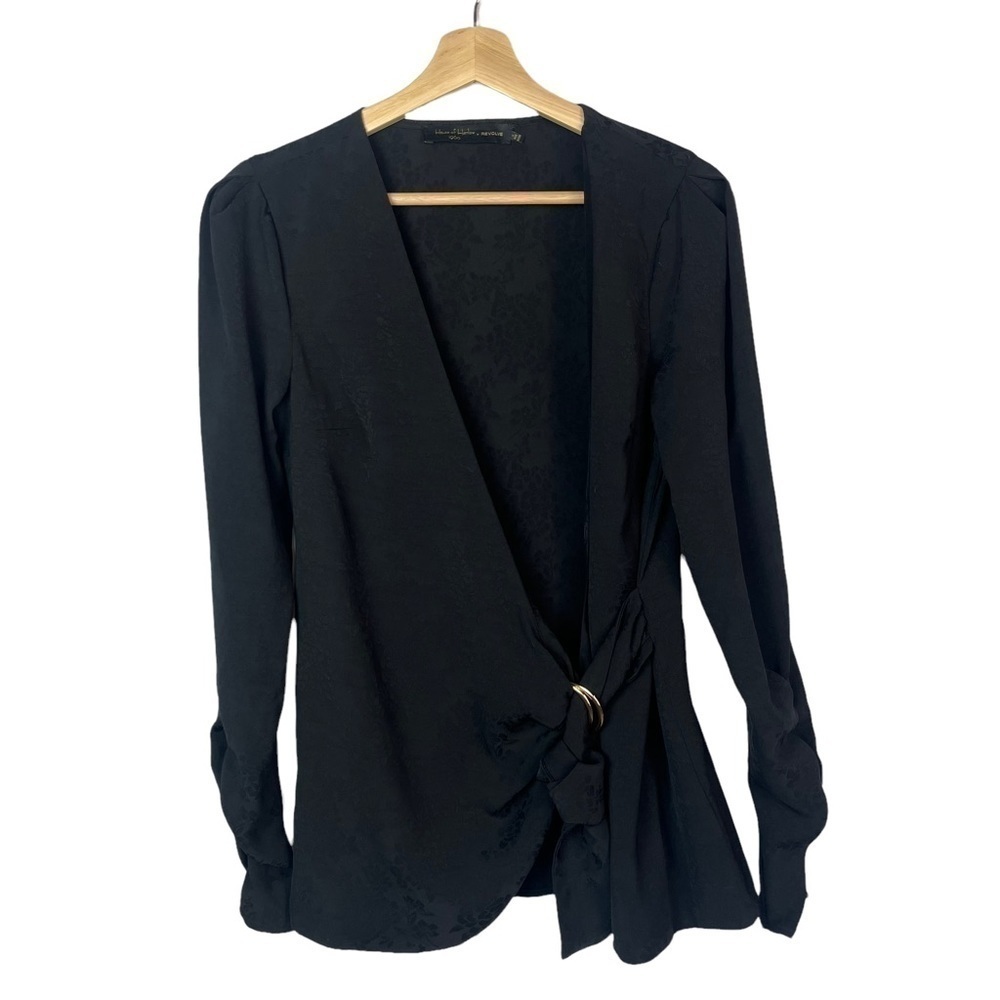 House of Harlow X REVOLVE Black Wrap‎ Textured Long Sleeve S